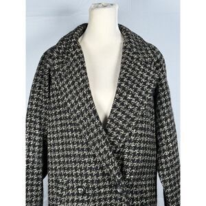 Vintage Junior Concept 100% Wool Tweed Coat Womens 7‎ Black 60s Grandmacore
